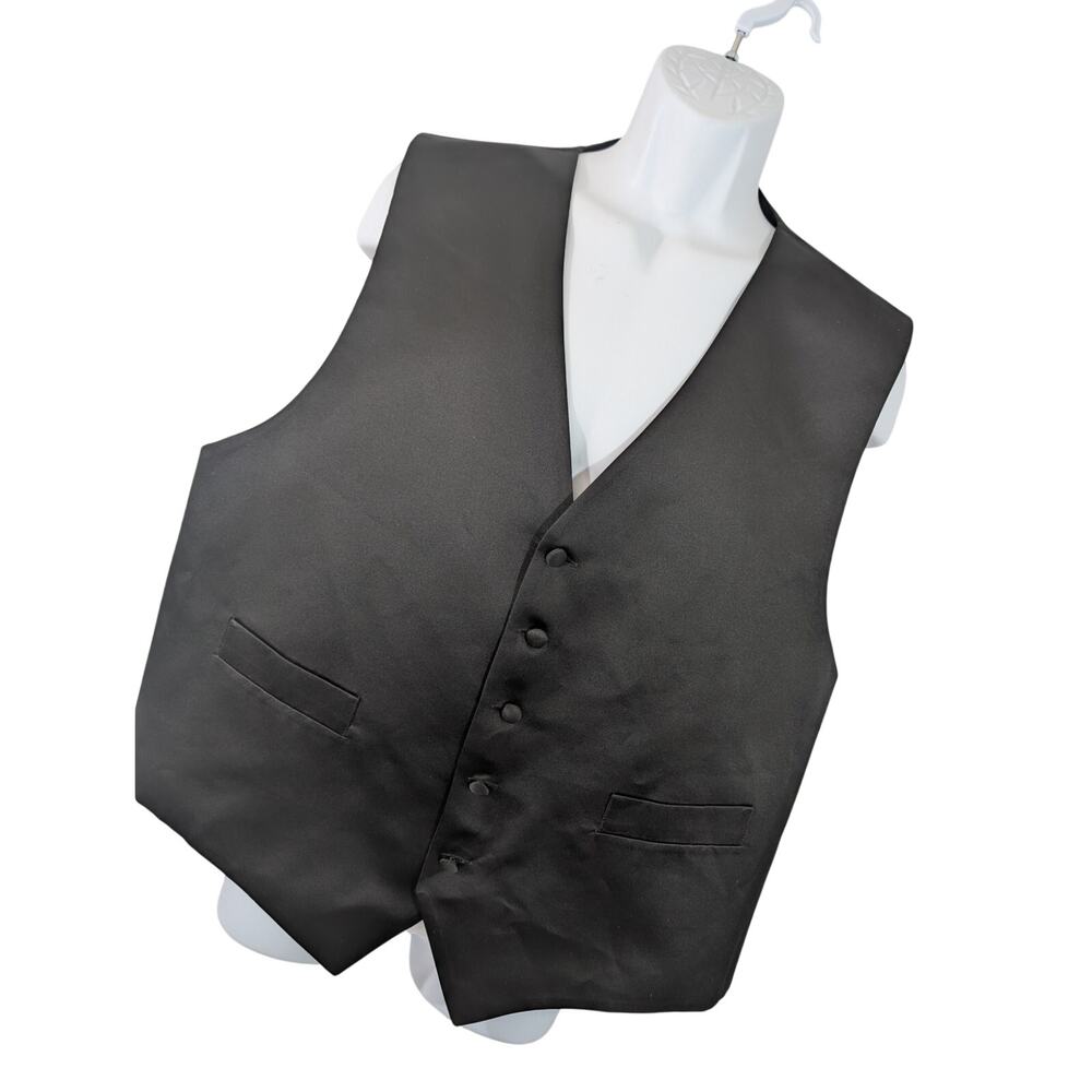 BRANDON MICHAEL! LUXE BLACK HEAVY SATIN ADJUSTABLE BACK FORMAL VEST! SZ XL